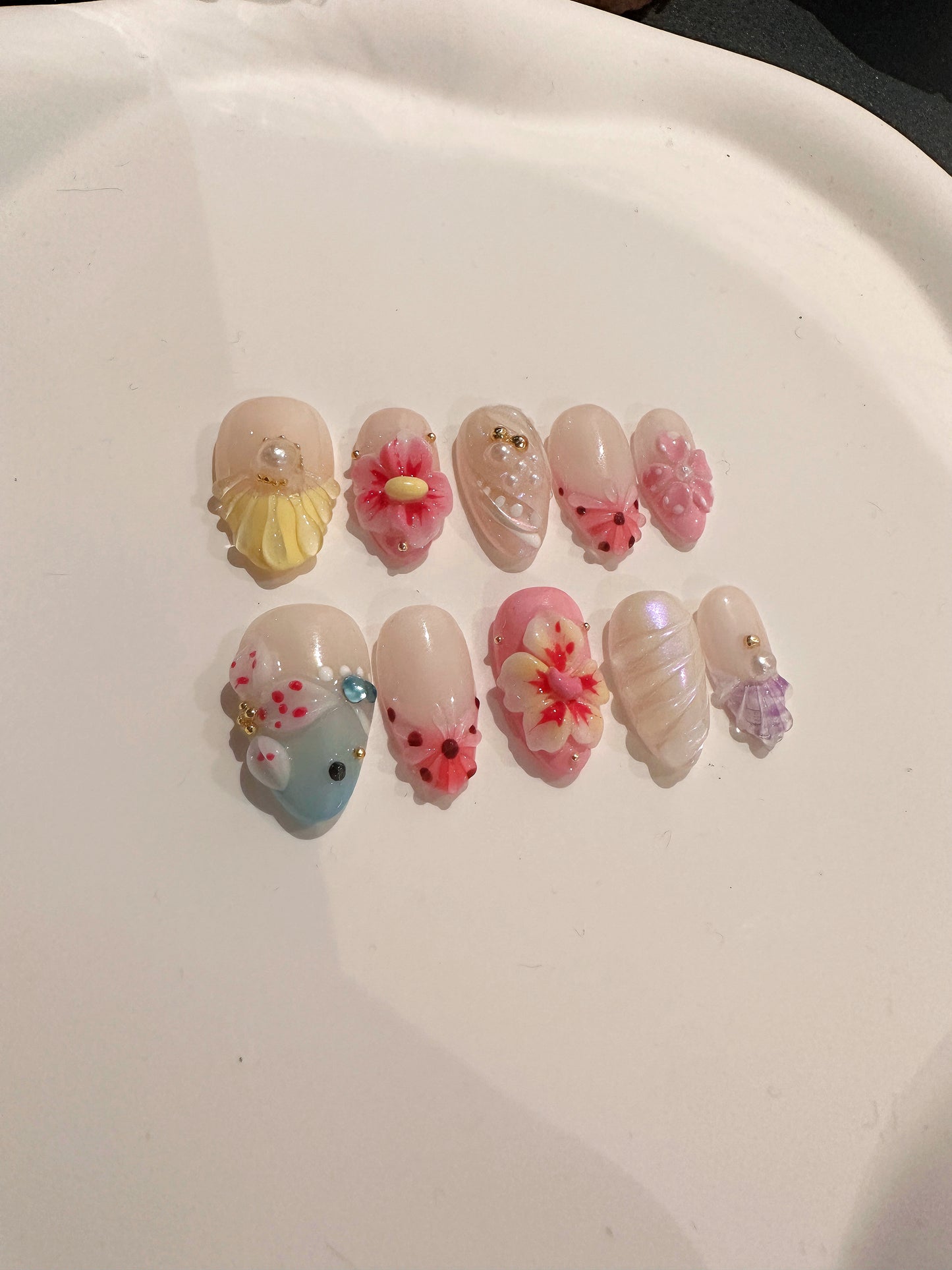 spring blossom press on nail