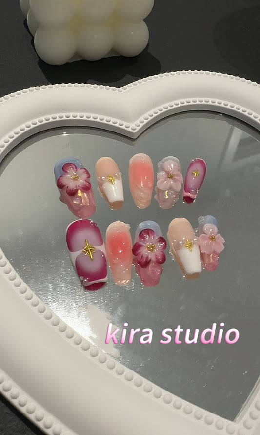sakura glow press on nails
