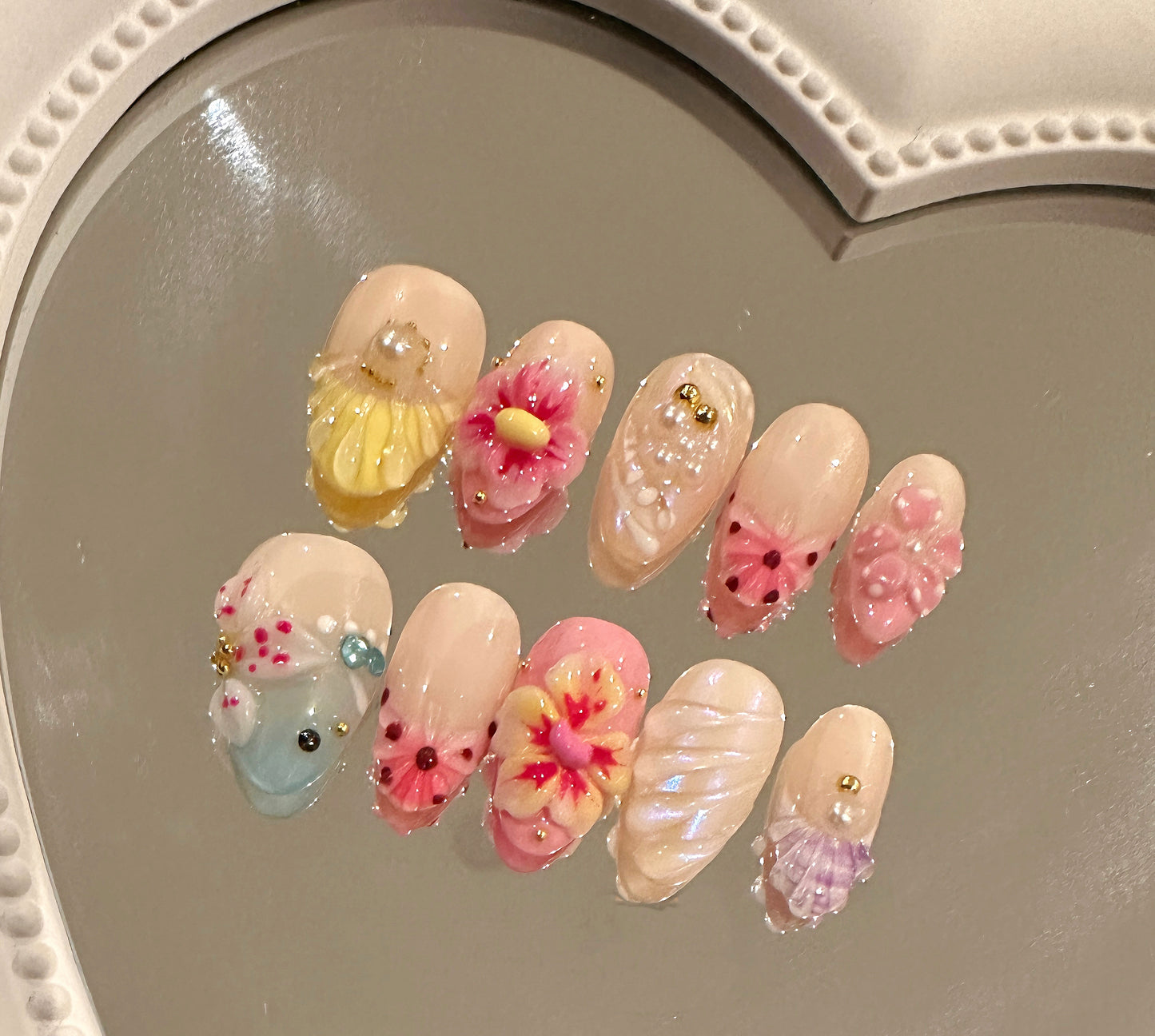spring blossom press on nail