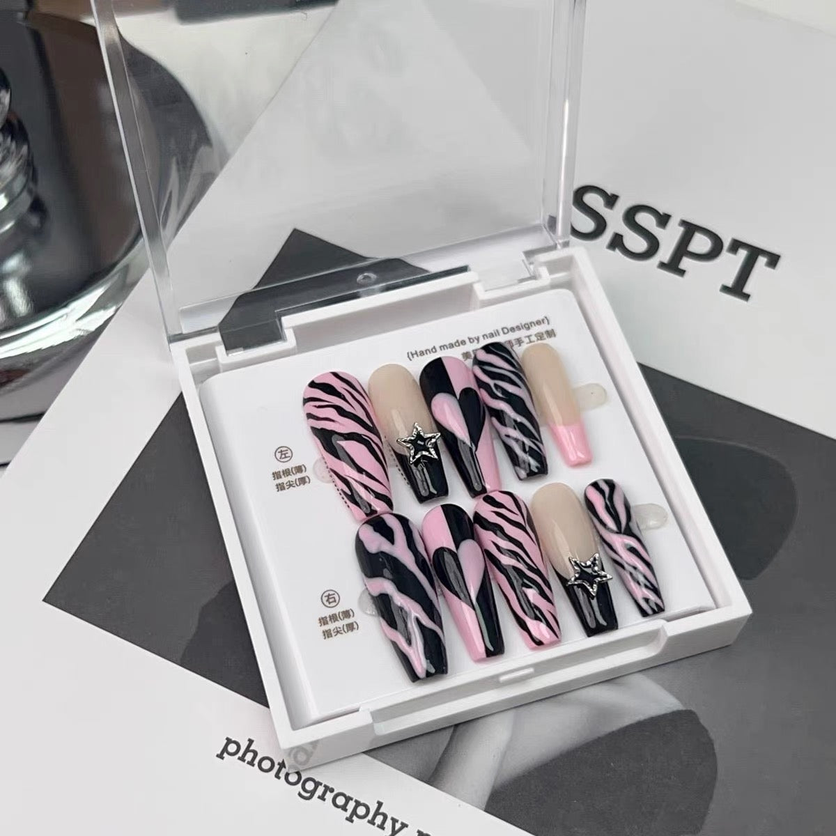Spicy Girl pink ripple design dress nail