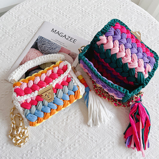 Crochet Crossbody Bag-Mix color