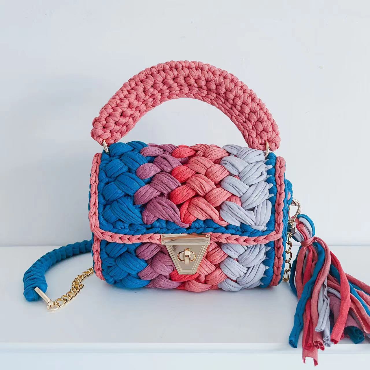 Crochet Crossbody Bag-Mix color