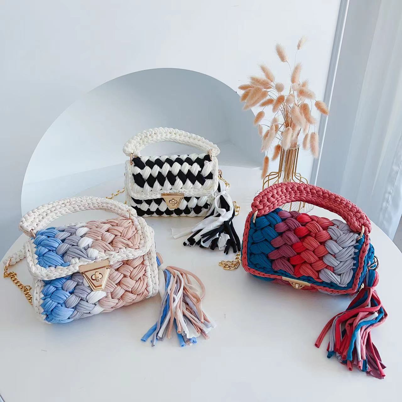 Crochet Crossbody Bag-Mix color