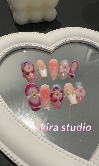sakura glow press on nails