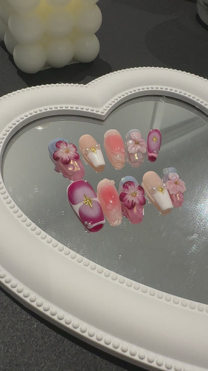 sakura glow press on nails